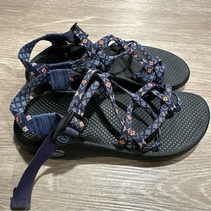 Chaco Women's Sandals - Patterned Navy and Orange